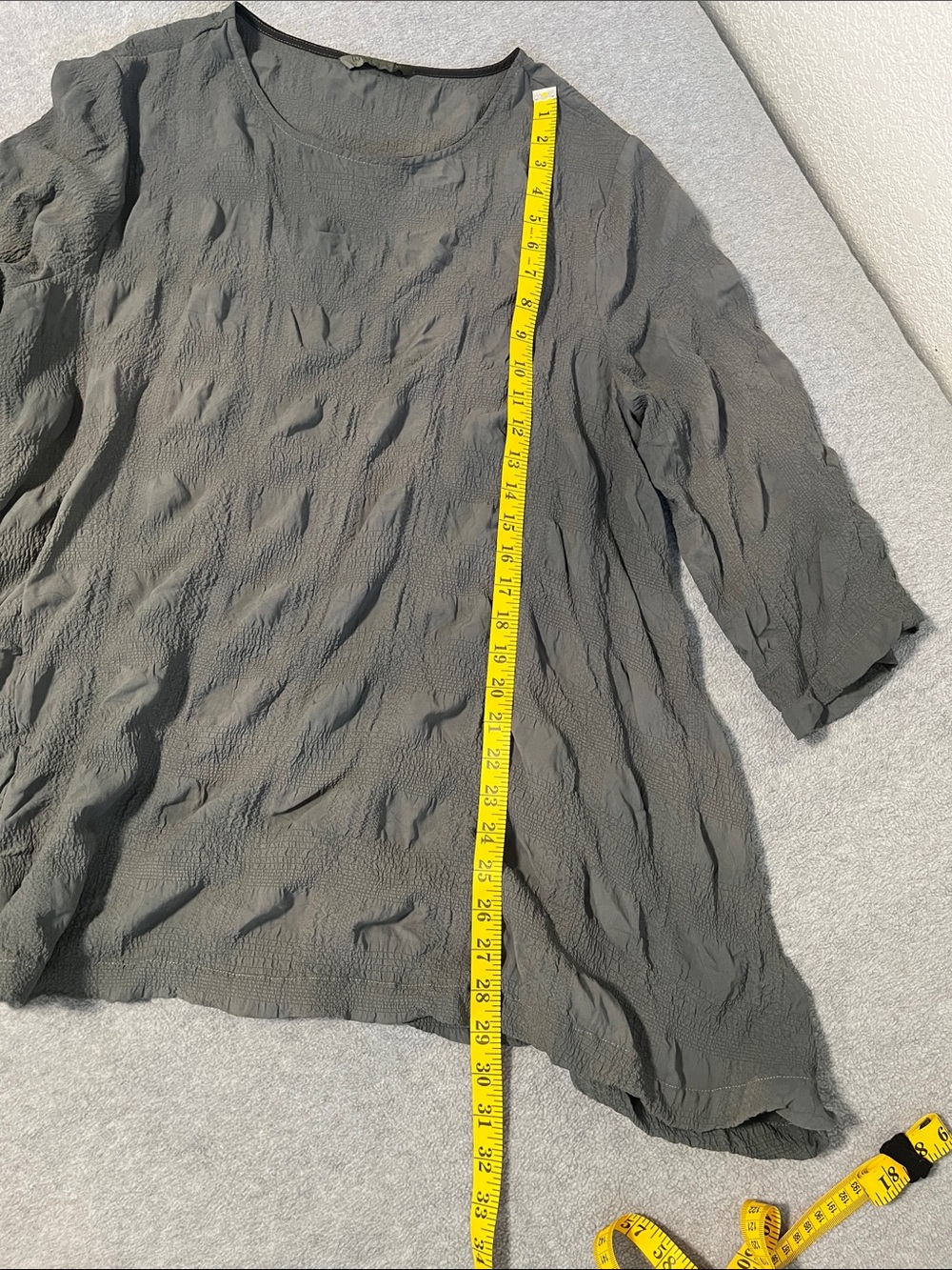Chelet Et Ceci Tunic Top Lagenlook Boho Crinkle Textured Grunge Gray Avant Garde - Picture 4 of 11
